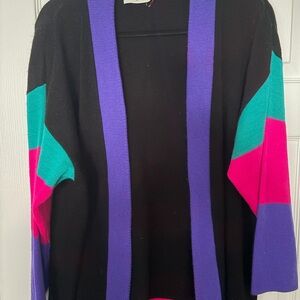 Chic Color Block Open Front Cardigan